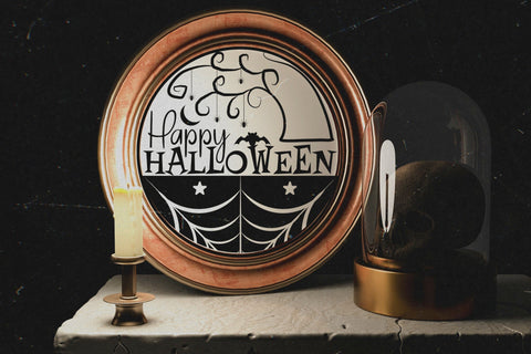 Happy Halloween Round Sign SVG Cut File SVG CraftLabSVG 