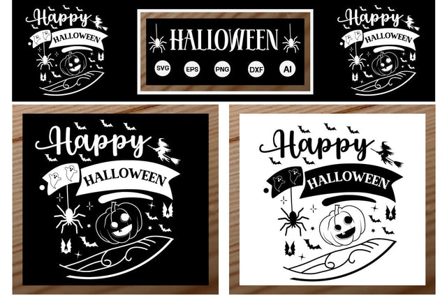 Happy Halloween Round Sign SVG SVGs,Quotes and Sayings,Food & Drink,On Sale, Print & Cu SVG DesignPlante 503 
