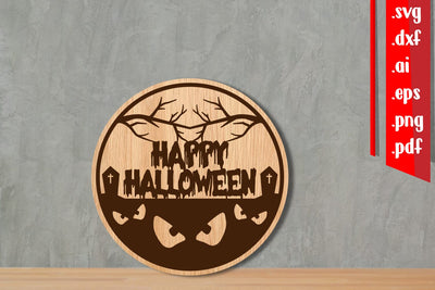 Happy Halloween Round Sign SVG zafrans studio 