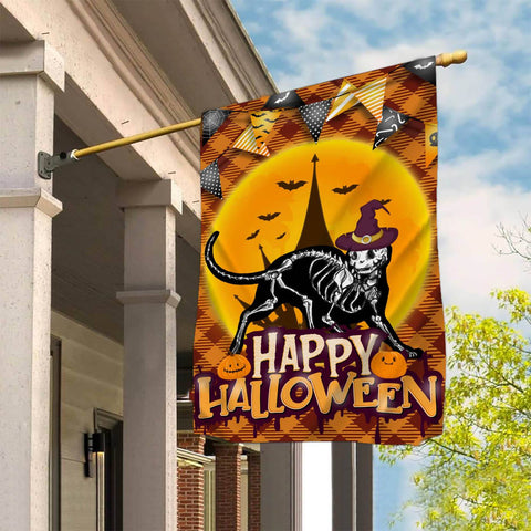 Happy Halloween Scary Cat Flag, Halloween Garden Flag, Halloween Black Cat Garden Flag, Fall Halloween Decor, Black Cats and Pumpkins Sublimation CaldwellArt 
