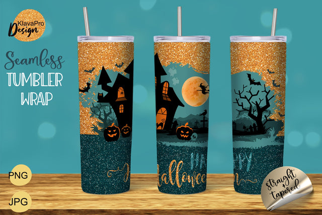Happy Halloween | Seamless glitter Pattern for Tumbler 20 oz Sublimation Wrap Sublimation Klava P 