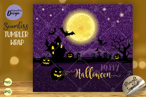 Happy Halloween | Seamless glitter Pattern for Tumbler 20 oz Sublimation Wrap Sublimation Klava P 
