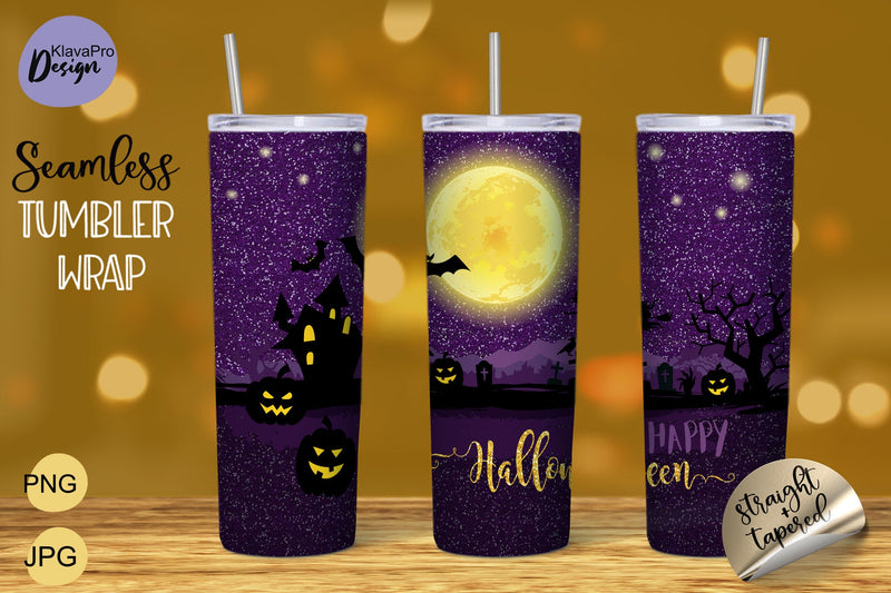 Happy Halloween | Seamless glitter Pattern for Tumbler 20 oz Sublimation Wrap Sublimation Klava P 