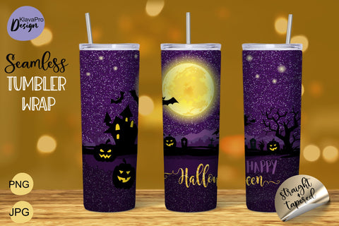 Happy Halloween | Seamless glitter Pattern for Tumbler 20 oz Sublimation Wrap Sublimation Klava P 