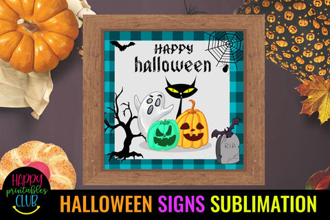Happy Halloween Sign Sublimation- Halloween Sublimation PNG Sublimation Happy Printables Club 