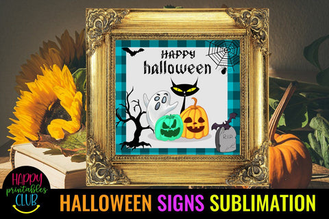 Happy Halloween Sign Sublimation- Halloween Sublimation PNG Sublimation Happy Printables Club 
