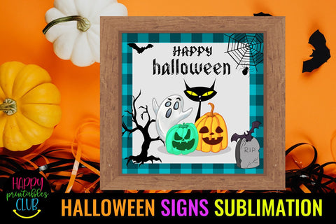 Happy Halloween Sign Sublimation- Halloween Sublimation PNG Sublimation Happy Printables Club 