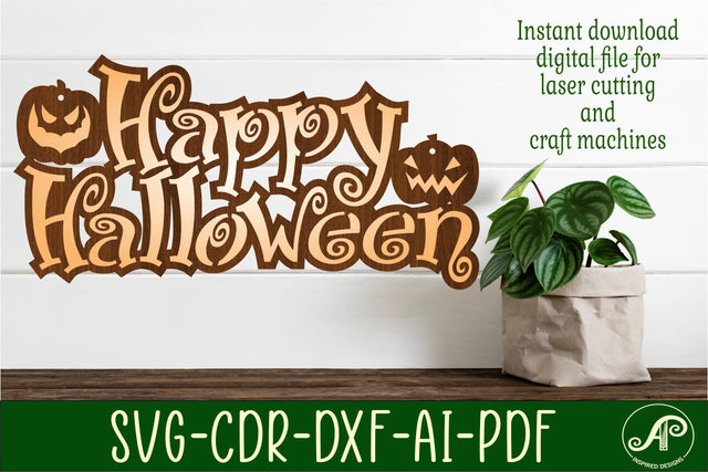 Happy Halloween sign svg laser cut file SVG APInspireddesigns 