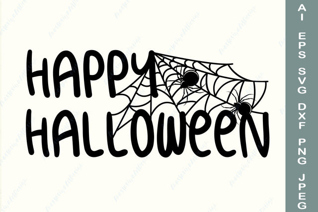 Happy halloween sign svg, Spider web svg, Halloween print SVG AnastasiyaArtDesign 
