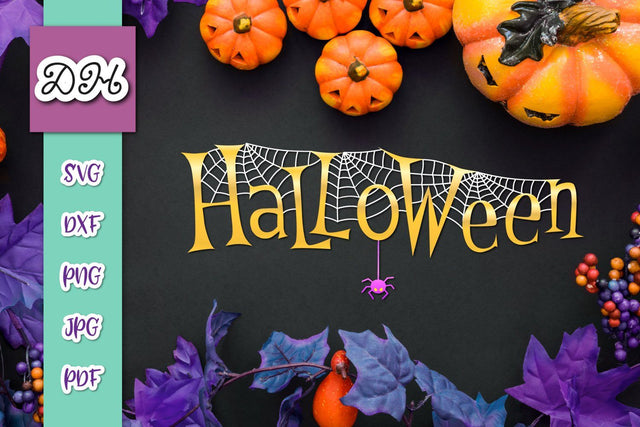 Happy Halloween Spider Web Print and Cut SVG Digitals by Hanna 