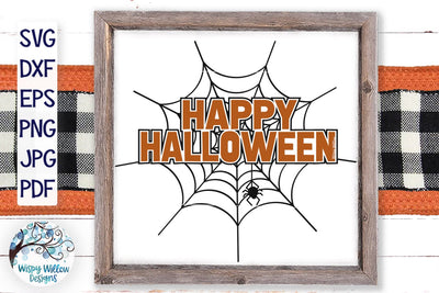 Happy Halloween Spider Web SVG SVG Wispy Willow Designs 