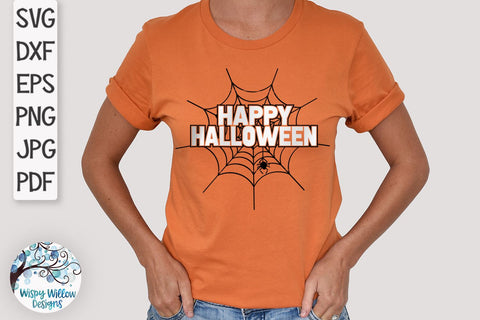 Happy Halloween Spider Web SVG SVG Wispy Willow Designs 