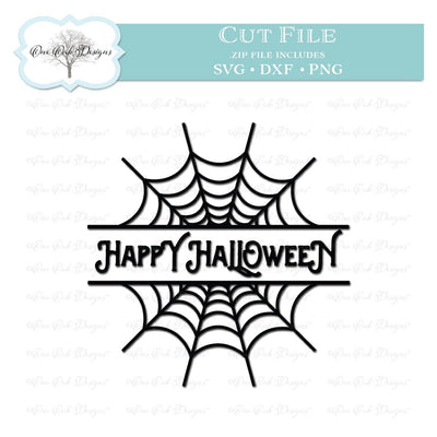 Happy Halloween Split Spider Web SVG One Oak Designs 