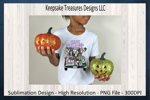 Happy Halloween Spooky Black Truck, Sublimation PNG Design, Zombie Halloween, Halloween Sublimation, Digital Download Sublimation Keepsake Treasures Designs LLC. 