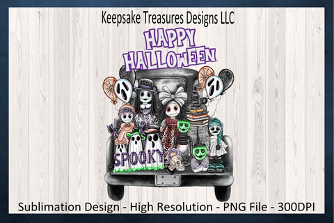 Happy Halloween Spooky Black Truck, Sublimation PNG Design, Zombie Halloween, Halloween Sublimation, Digital Download Sublimation Keepsake Treasures Designs LLC. 