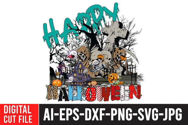 Happy Halloween Sublimation Design Sublimation BlackCatsMedia 