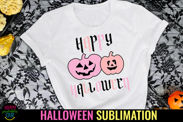 Happy Halloween Sublimation I Pink Pumpkin Halloween PNG Sublimation Happy Printables Club 