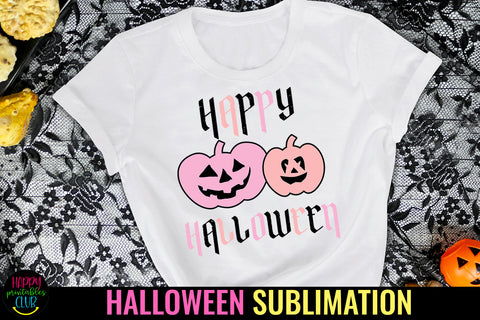 Happy Halloween Sublimation I Pink Pumpkin Halloween PNG Sublimation Happy Printables Club 