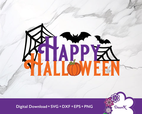 Happy Halloween SVG | Bats, Spider Webs, and a Pumpkin SVG DawnKDesigns 