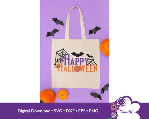 Happy Halloween SVG | Bats, Spider Webs, and a Pumpkin SVG DawnKDesigns 