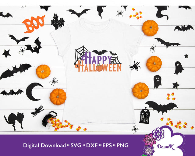 Happy Halloween SVG | Bats, Spider Webs, and a Pumpkin SVG DawnKDesigns 