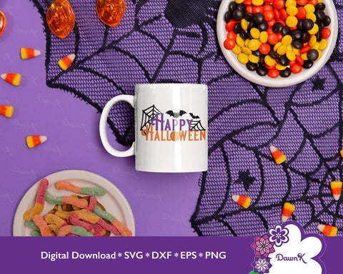 Happy Halloween SVG | Bats, Spider Webs, and a Pumpkin SVG DawnKDesigns 