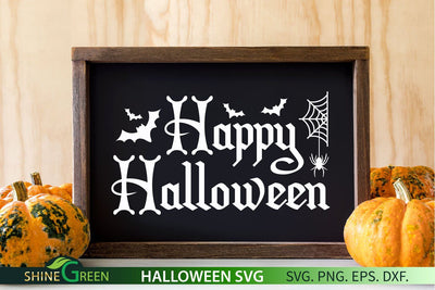 Happy Halloween SVG Cut File for Sign, Doormats SVG Shine Green Art 