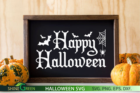 Happy Halloween SVG Cut File for Sign, Doormats SVG Shine Green Art 