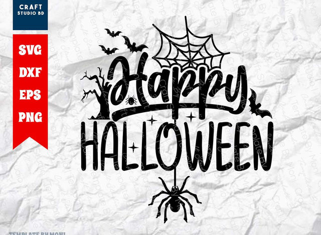 Happy Halloween SVG Cut File | Halloween Svg | Ghost Svg | Spooky Svg | Boo Svg | Holiday Svg | Funny Halloween Quote SVG ETC Craft 