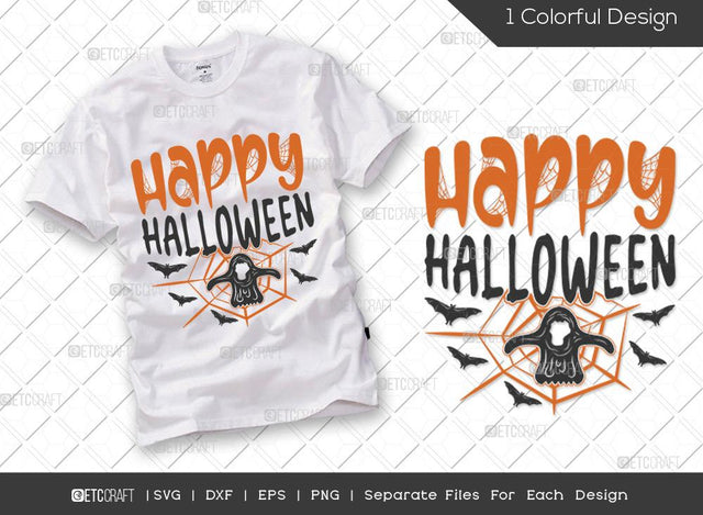 Happy Halloween SVG Cut File | Halloween Svg | Horror Svg | Bats Svg | Boo Svg | Halloween T-shirt Design SVG ETC Craft 