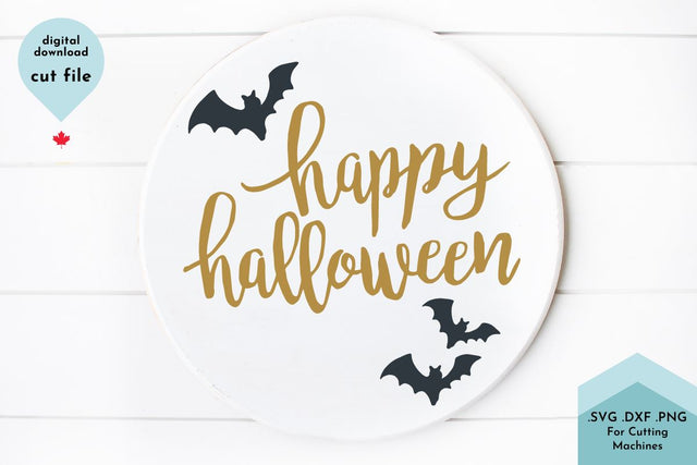 Happy Halloween SVG Cut File with Bats SVG Lettershapes 