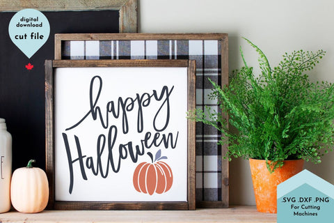 Happy Halloween SVG Cut File with Pumpkin SVG Lettershapes 