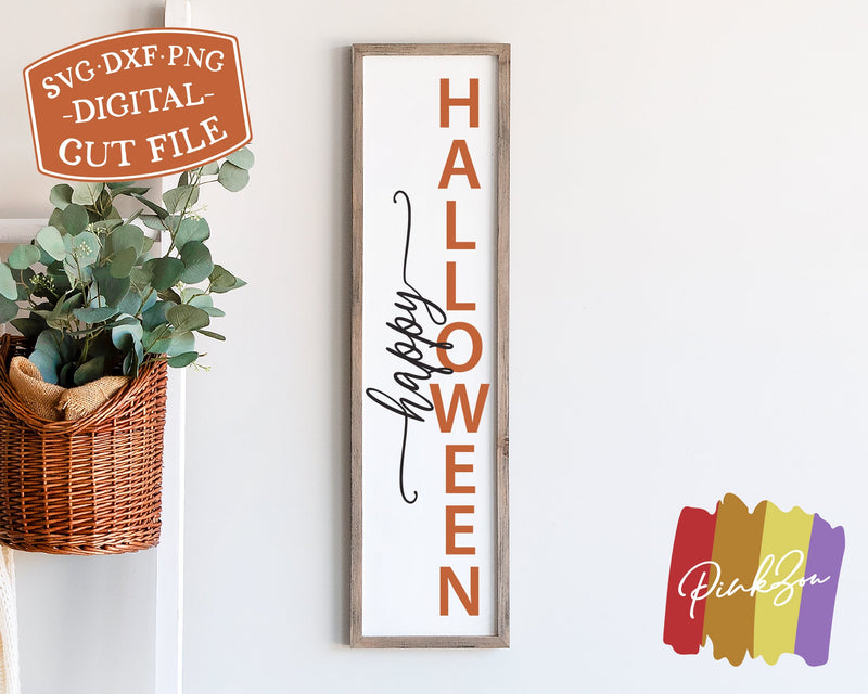 Happy Halloween SVG Files, Front Porch Svg, Halloween Svg, Vertical Sign Svg, Commercial Use, Cricut, Silhouette, Digital Cut Files, DXF PNG (1317536877) SVG PinkZou 