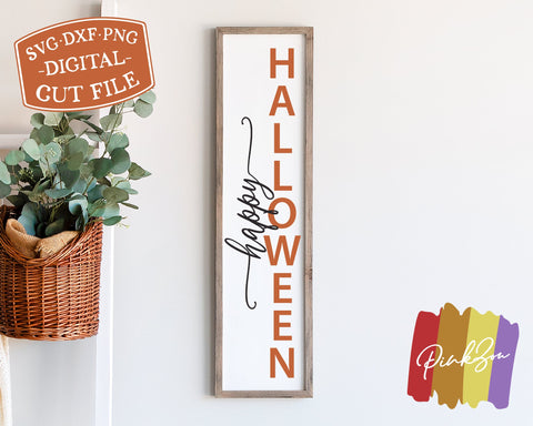 Happy Halloween SVG Files, Front Porch Svg, Halloween Svg, Vertical Sign Svg, Commercial Use, Cricut, Silhouette, Digital Cut Files, DXF PNG (1317536877) SVG PinkZou 