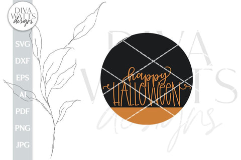 Happy Halloween SVG For Door Hanger Halloween SVG Simple Door Hanger Design For Halloween Sign Happy Halloween Cut File For Sign Halloween SVG Diva Watts Designs 