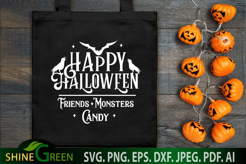 Happy Halloween SVG for Home, Farmhouse Round Wood Signs SVG Shine Green Art 