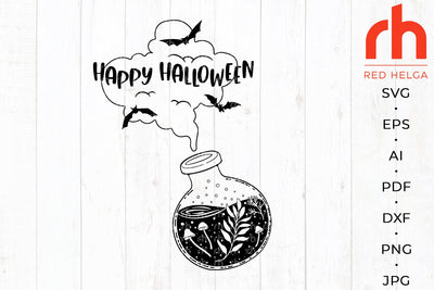 Happy halloween svg - Halloween sign svg - Halloween decor svg - Halloween bottle svg SVG RedHelgaArt 