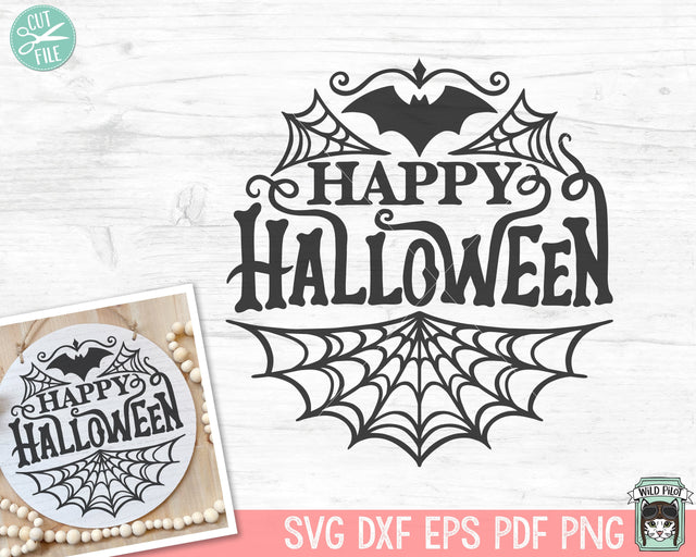 Happy Halloween SVG, Happy Halloween PNG, Spider Web SVG, Spiderweb svg, Halloween Clipart, Spider Web Clipart, Halloween png, Spiderweb png SVG Wild Pilot 