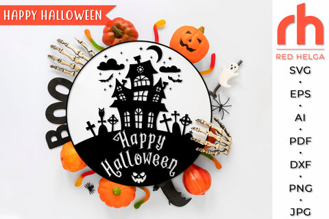 Happy Halloween SVG - Haunted House Cut File SVG RedHelgaArt 