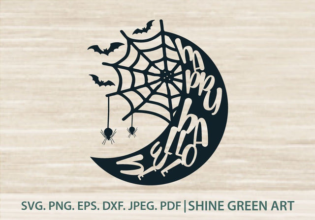 Happy Halloween SVG Moon SVG Shine Green Art 