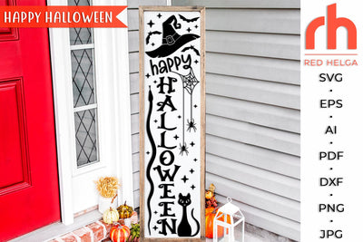 Happy Halloween SVG, Porch Sign Cut File, October Leaner DXF SVG RedHelgaArt 