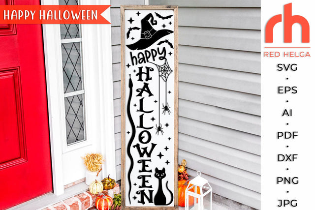 Happy Halloween SVG, Porch Sign Cut File, October Leaner DXF SVG RedHelgaArt 