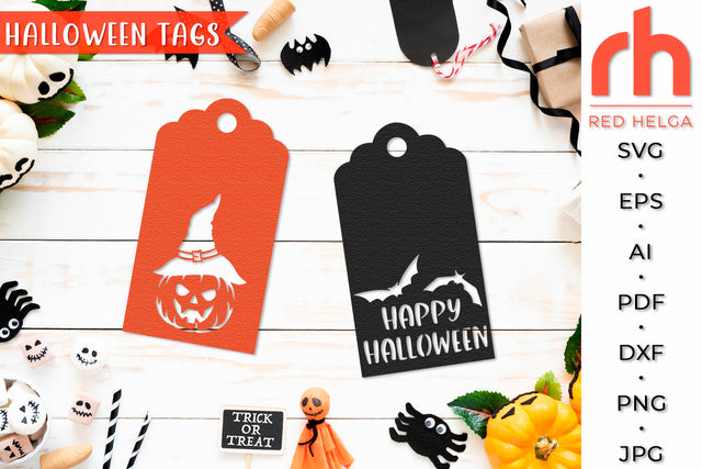 Happy Halloween SVG - Pumpkin Tag Cut File SVG RedHelgaArt 
