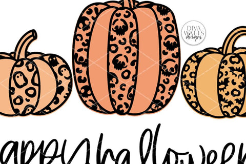 Happy Halloween SVG | Skull Ghost Bat Leopard Print Pumpkins Design SVG Diva Watts Designs 
