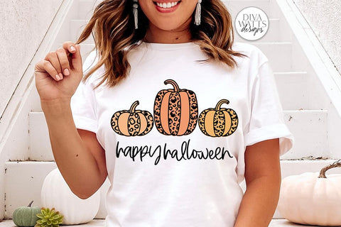 Happy Halloween SVG | Skull Ghost Bat Leopard Print Pumpkins Design SVG Diva Watts Designs 