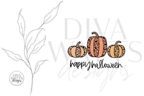 Happy Halloween SVG | Skull Ghost Bat Leopard Print Pumpkins Design SVG Diva Watts Designs 