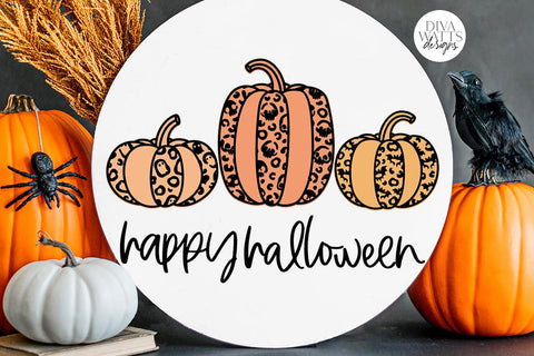 Happy Halloween SVG | Skull Ghost Bat Leopard Print Pumpkins Design SVG Diva Watts Designs 