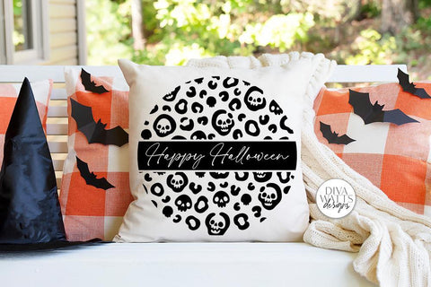 Happy Halloween SVG | Skull Leopard Print Round Design SVG Diva Watts Designs 
