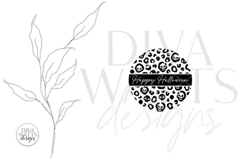 Happy Halloween SVG | Skull Leopard Print Round Design SVG Diva Watts Designs 