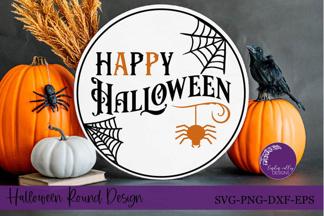 Happy Halloween SVG|Halloween Round Sign SVG SVG Linden Valley Designs 